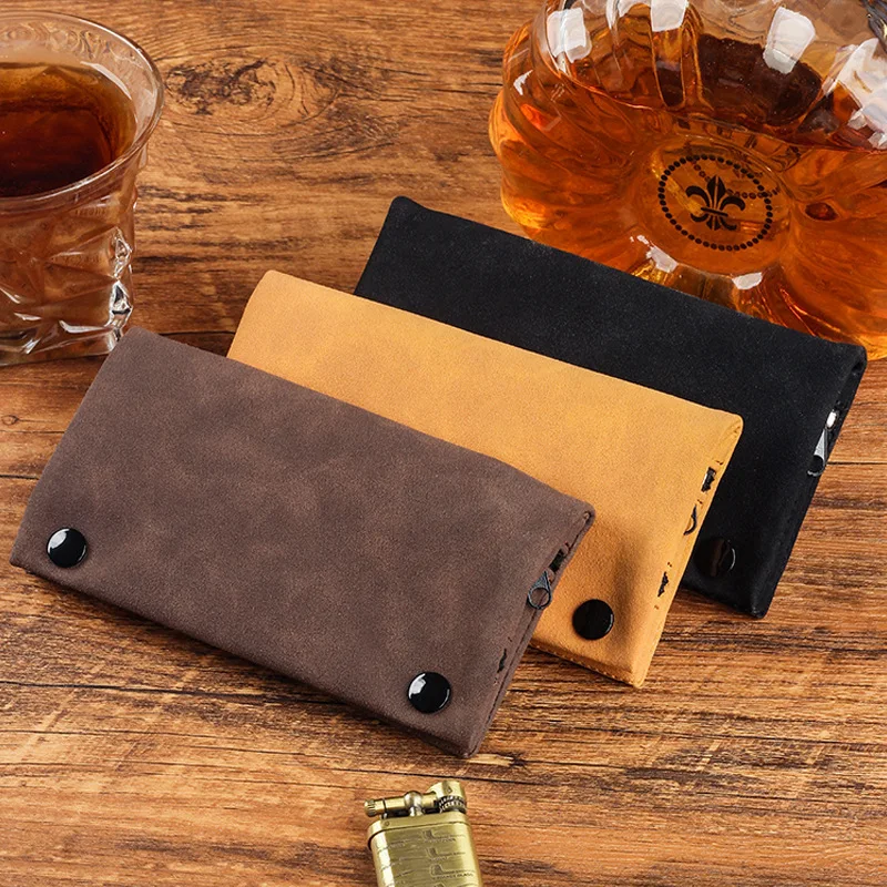 Foldable Cigarette Bag Tobacco Storage Bag Multifunctional Storage Case PU Velvet Skin Tobacco Holder Men Cigarette Accessories