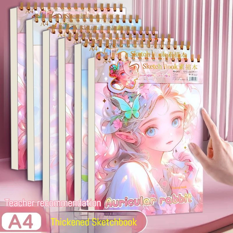 New Sanrio A4 Coil Sketchbook Thickened High Beauty Cartoon Student Kuromi Melody Art Drawing Book Special Sketch Book