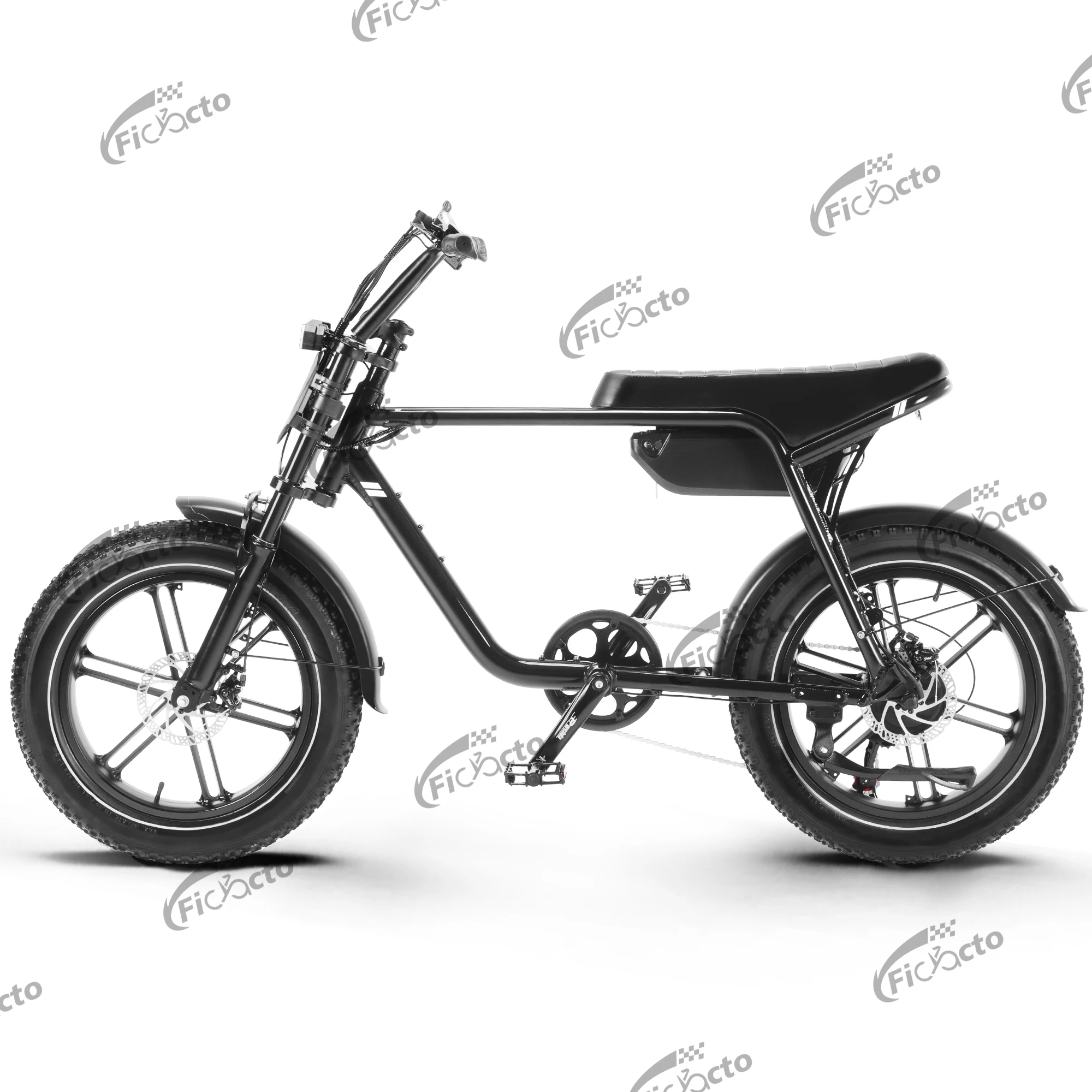 Bicicleta eléctrica de 48 V y 18 Ah, modelo EBIKE, con ruedas de 20 pulgadas, 7 velocidades, para uso en montaña, con neumáticos anchos 4.0, pantalla LCD, horquilla delantera con suspensión y sistema de frenos.