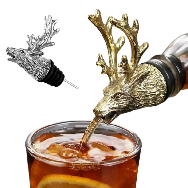 Creative Sacred Deer Head Wine Pourer Whiskey Wild Grid Red Wine Elk Wine Mouth Auspicious Meaning Home Bar Tools Crafts Gift