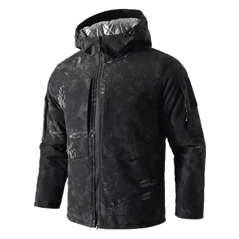Military Man Outdoor Thermal Jacket for Winter Loose Fit Waterproof Cotton Windbreaker -40°C Heavy Duty Camouflage Tactical Coat