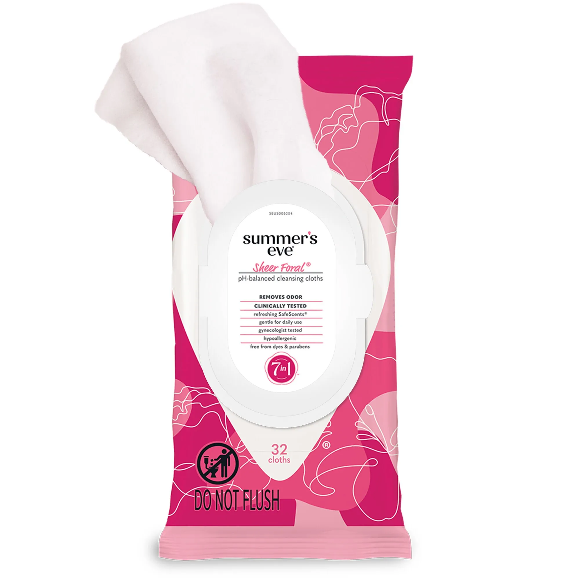 32ct Sensitive Skin Feminine Cleansing Wipes, Sheer Floral Scent, Gentle Refresh Care For Travel And Daily Use