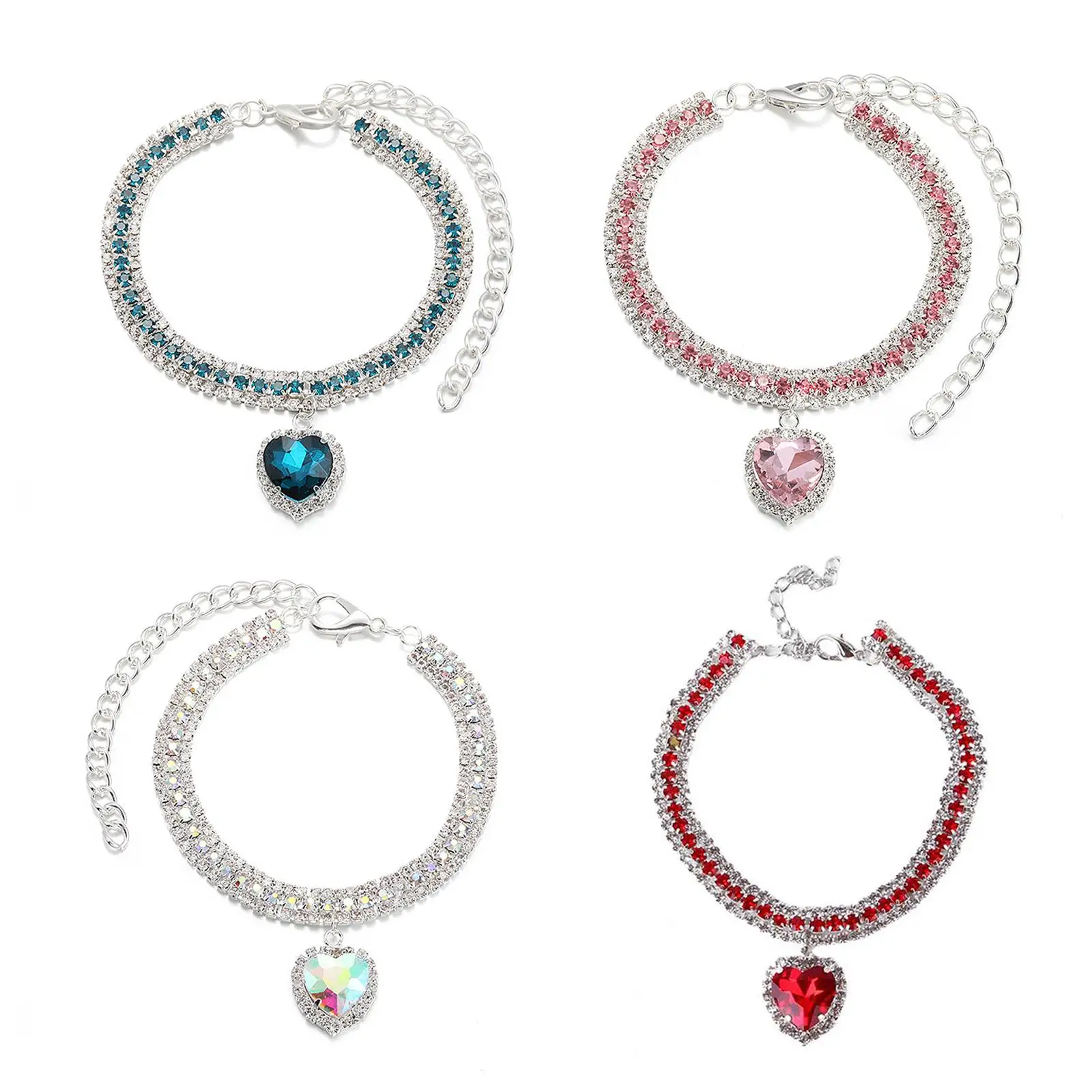 Luxus Kristall Katze Kragen Liebe Anhänger Halskette Haustier Kragen Einstellbare Kleine Hund Katze Hals Ring Strass Kragen Haustier Zubehör – Detail 3