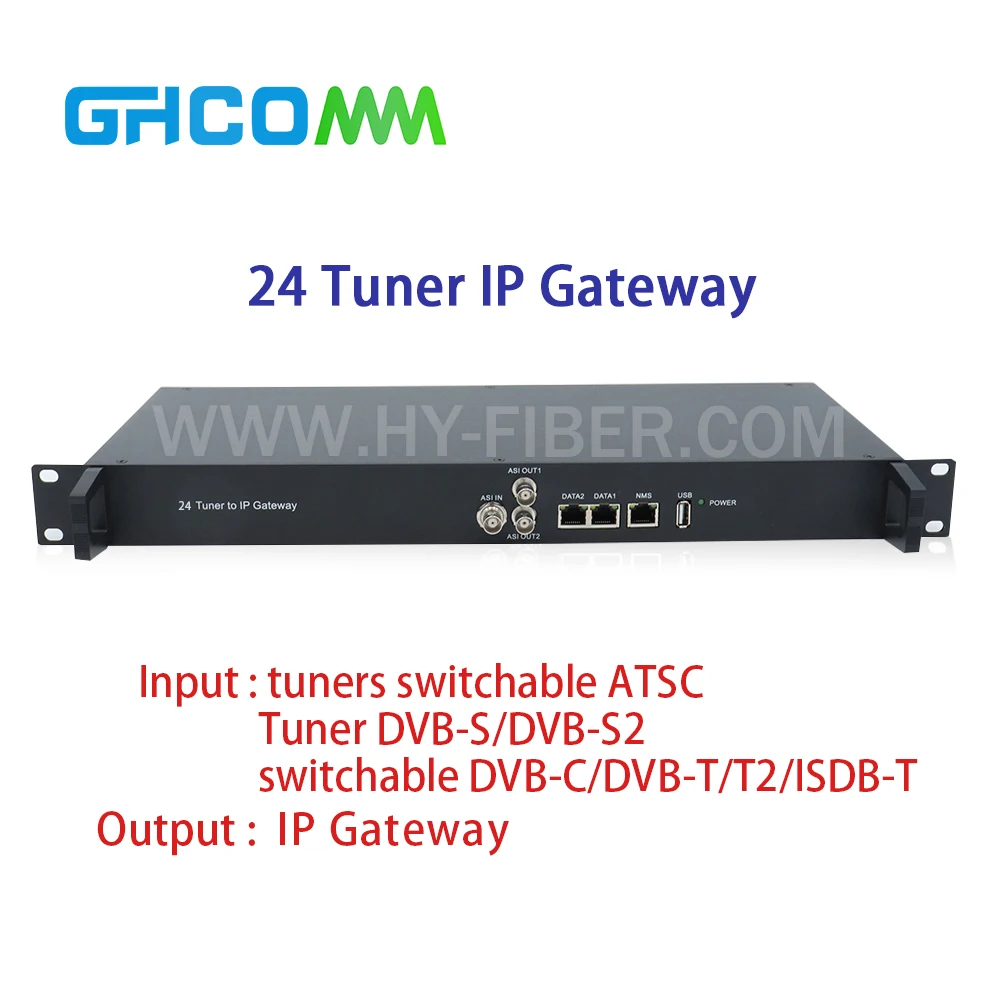 24 Tuner DVB-S/DVB-S2 to IP Gateway Switchable  ATSC/DVB-C/DVB-T/T2/ISDB-T to IP Gateway