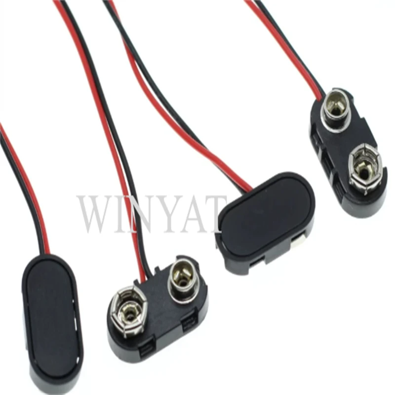 Plastic Snap Fastener I/T Type  9V Battery Clip PH2.0/XH2.54/Dupont Head/DC552 15cm Line Length