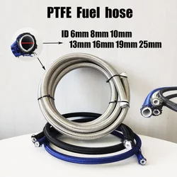 1M PTFE Universal Racing Hose ID6mm~25mm Nylon Stainless Steel Braided Brake Hose Fuel Oil Line Oil Cooler Car Hose Pipe