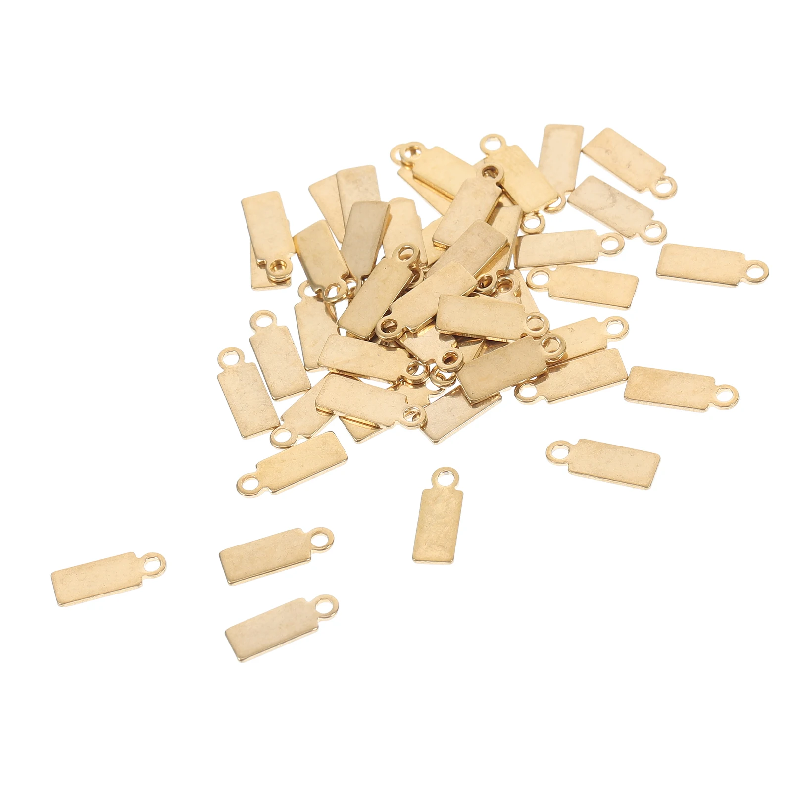 50 قطعة مستطيل فارغ ختم العلامات الفولاذ المقاوم للصدأ قلادة DIY بها بنفسك مستلزمات صناعة المجوهرات سحر المعادن مختوم حلقة مستطيل #4