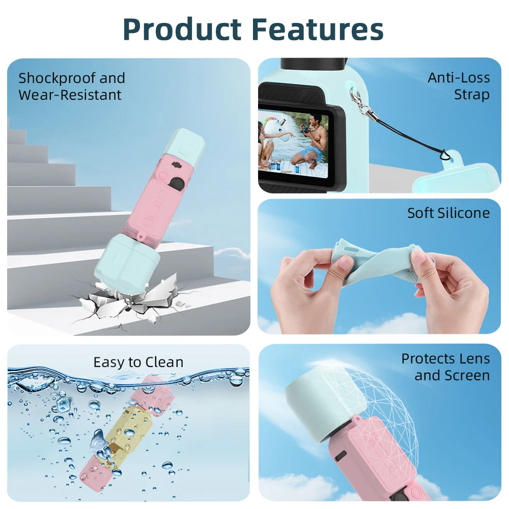 BRDRC Pocket 3 حافظة واقية معكرون اللون حافظة مطاطية من السيليكون لـ DJI Osmo Pocket 3 كاميرا مضادة للخدش مع غطاء العدسة