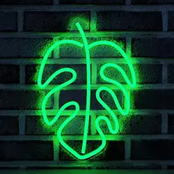 Green Leaf Neon Sign KUshopfast Turtleback Bamboo LED Night Light for Room Decor Light Up Signs for Wall Decor Gifts Neon Lights