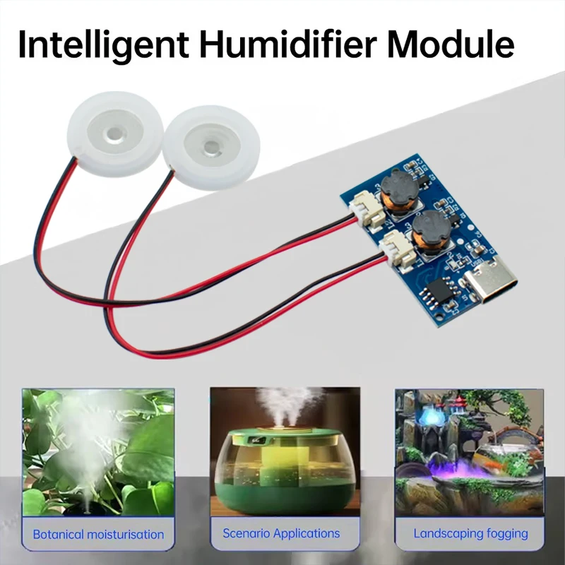 DC5V ultrasonic nebulizer humidifier module with dual or triple nozzles, direct spray without switch, with Type-C port