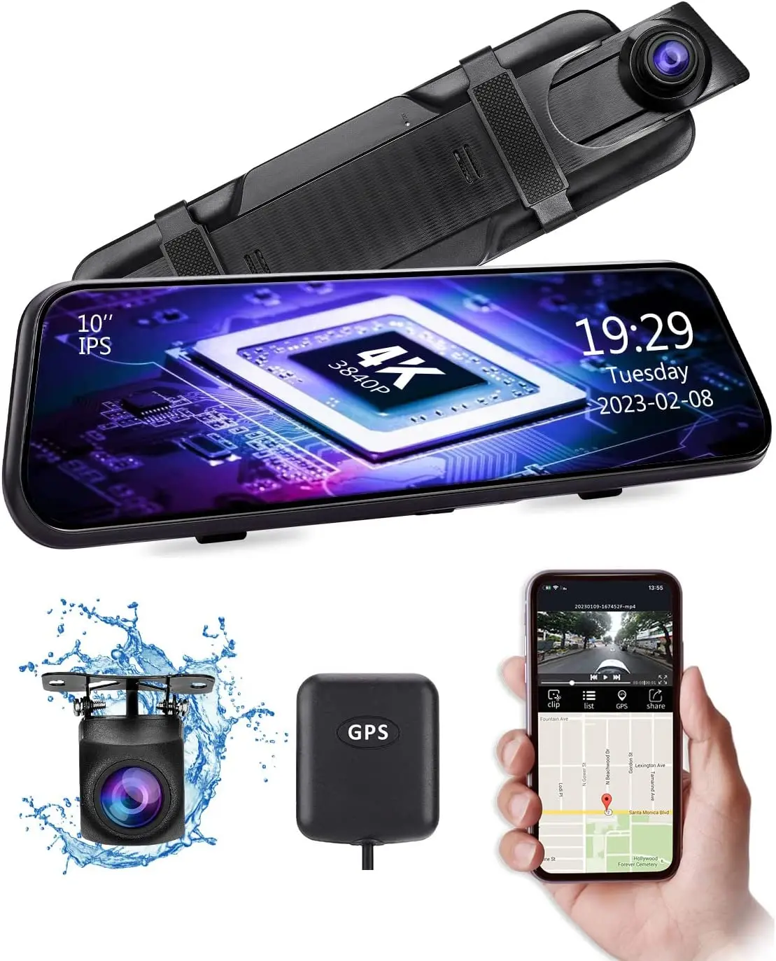 

SPY LCD Touch Screen 2K 4K WIFI GPS Dual Lens Channel Wide Car DVR Camera Dash Cams