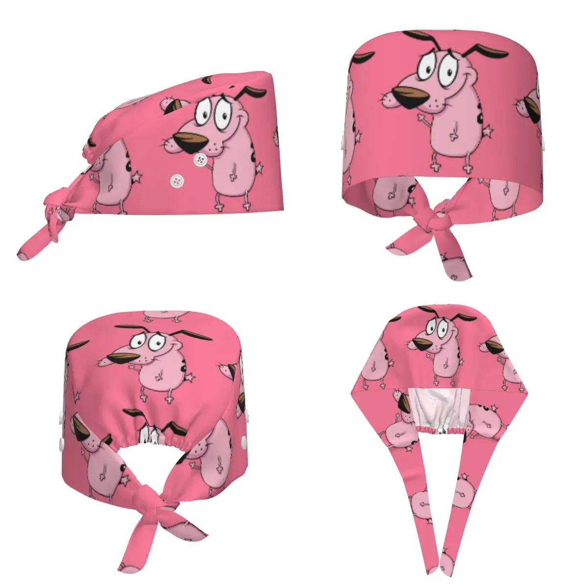 Cowardly Dog C-Courage Cartoon Scrub Hat Doctor Working Surgical Cap Unisex Adjustable Nursing Caps for Dentist