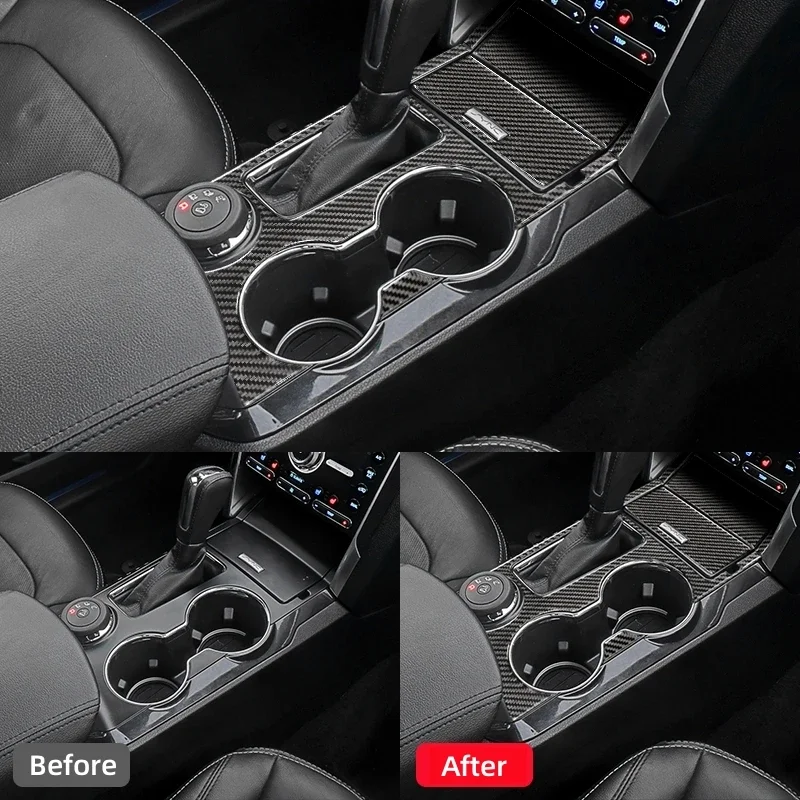 لفورد اكسبلورر 2013-2019 ألياف الكربون سيارة كوب ماء والعتاد زخارف اللوحات غطاء الكسوة ملصق مائي الداخلية اكسسوارات السيارات