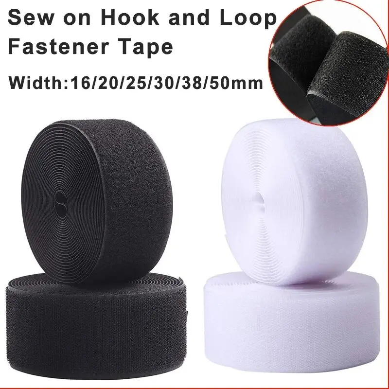 Nastro magico non adesivo da cucire: robusto nastro di fissaggio con gancio e anello in nylon, rotolo da 5 m (larghezza 20/25/30/50 mm) per abbigliamento, scarpe, borse
