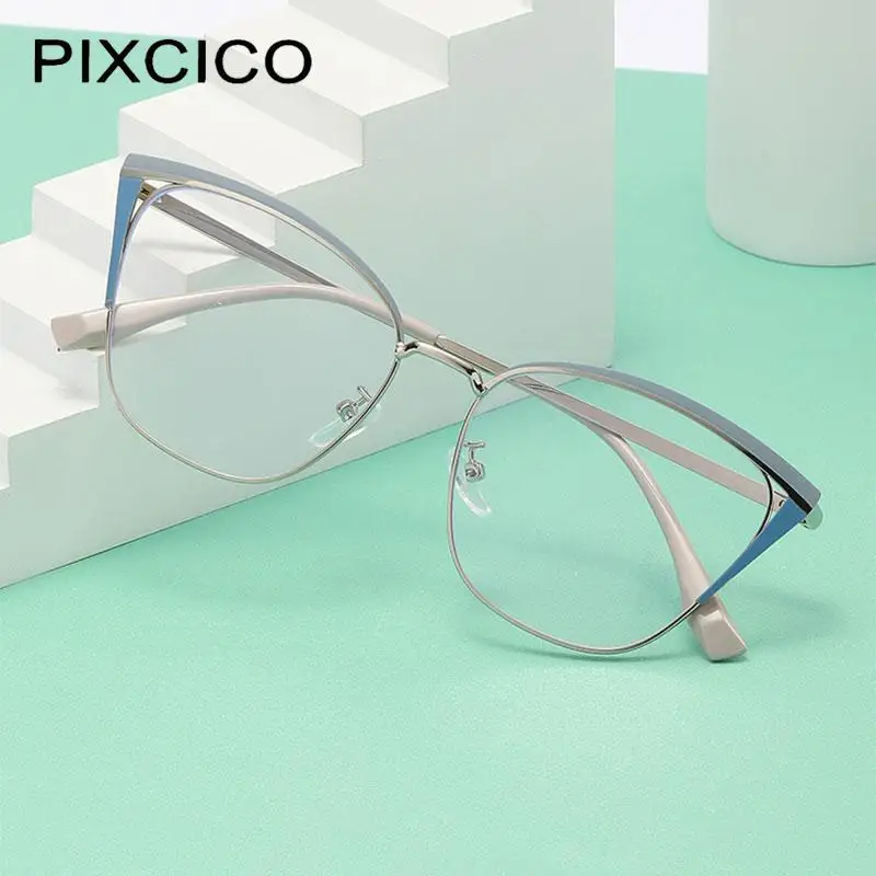 R56771 Fashion Cat Eye Hollow Out Presbyopic Eyewear Dioptric +0.5 ~ +3.0 Women New Metal Coloured Eyebrow Frame Reading Glasses