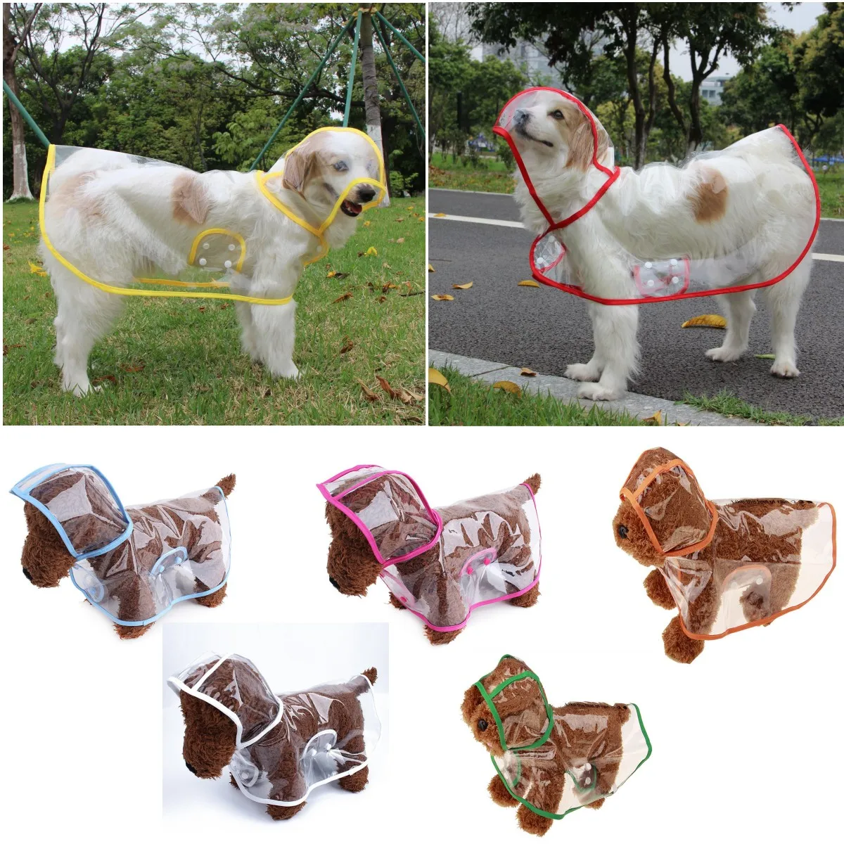 XS-8XL Pets Dog Clothes Hooded Raincoats Transparent Dogs Rain Coat Waterproof Jackets Outdoor Breathable Clothes for Puppies