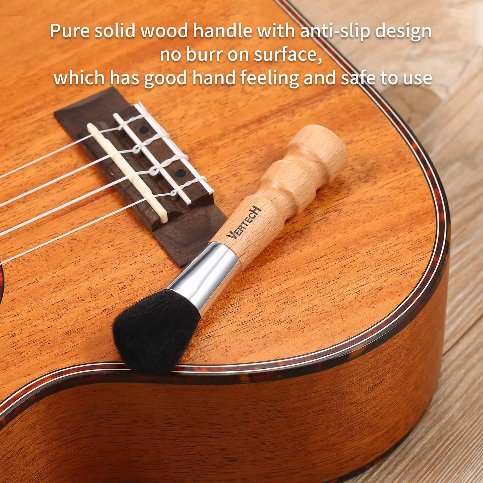 vertechnk Instrument Dust Removal Brush Guitar Dust Brush Mini Duster Soft Bristles Detailing Brush Electric Wood Guitar Bass