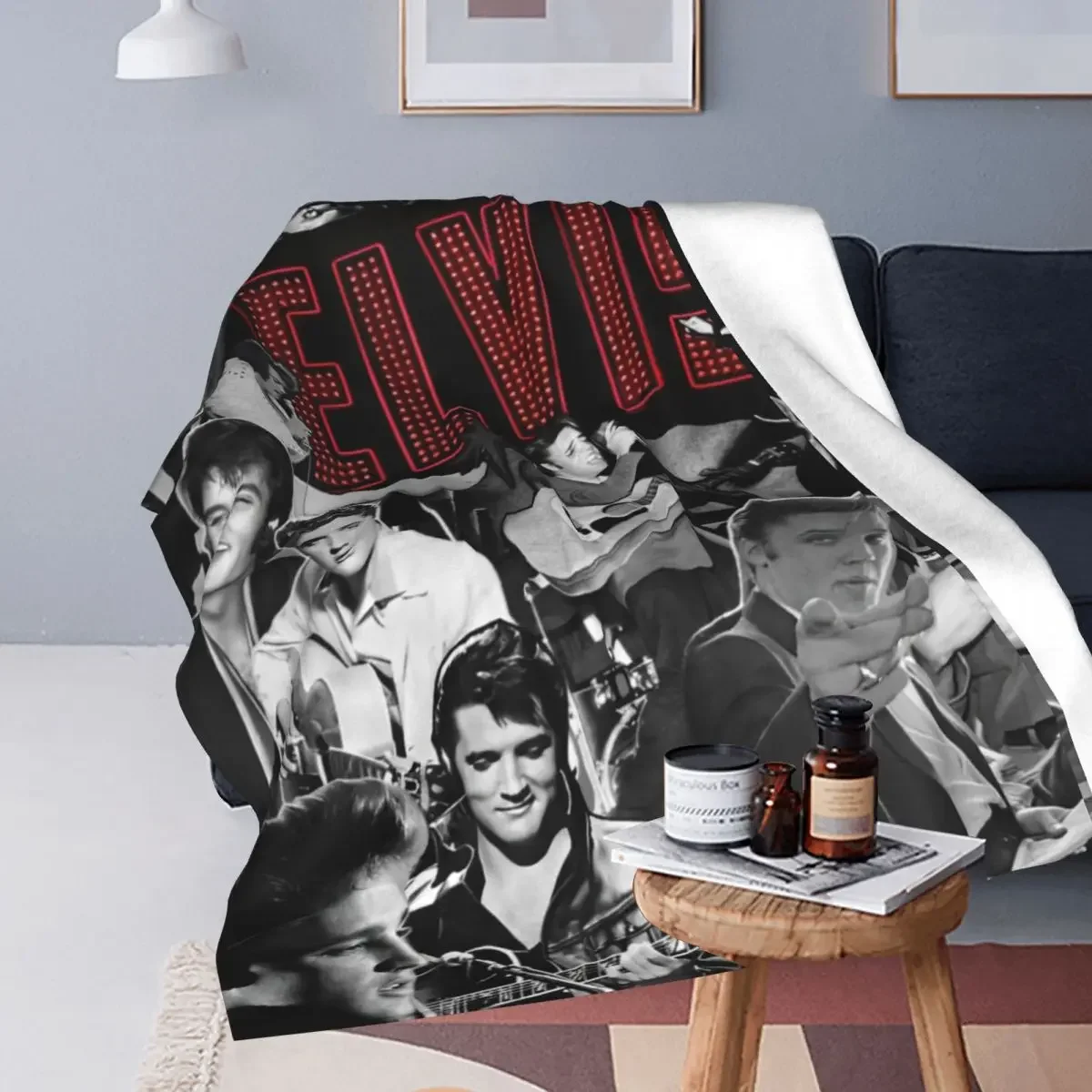 E-Elvis Presley Blankets Fleece Print Multi-function Warm Throw Blanket for Bed Couch Bedding Throws