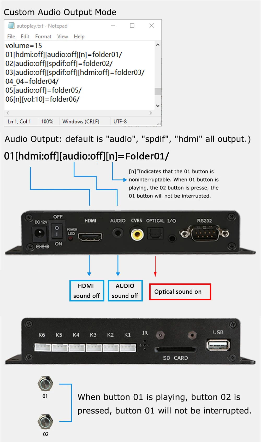 MPC1005 RS232 Steuerung 4K HD-MI Out Push Button Digital Signage Smart TV HDD Player Box – Detail 9