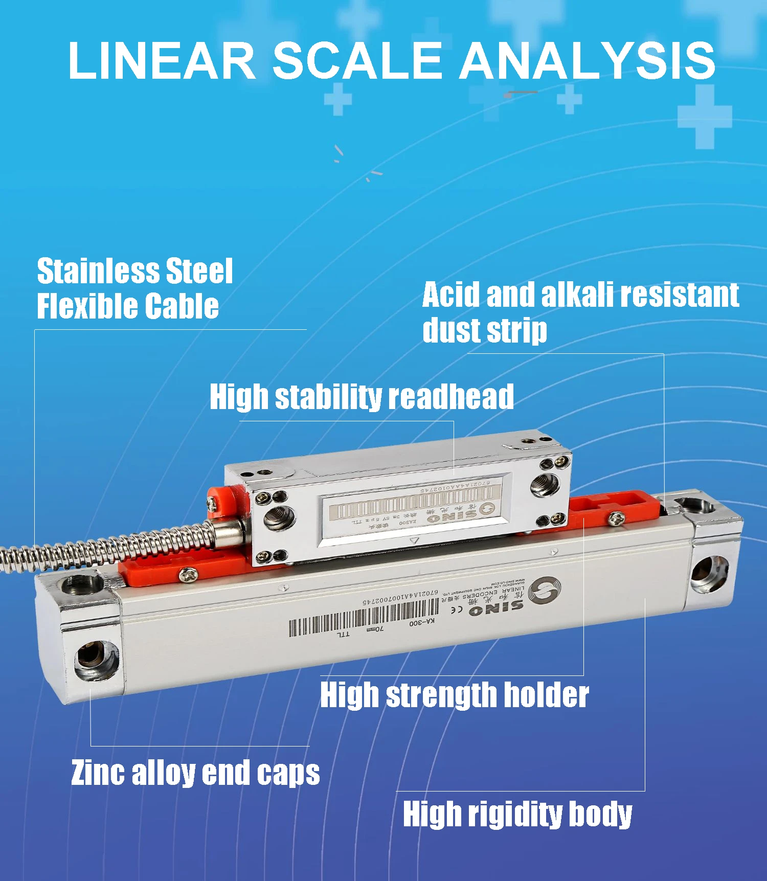 SINO KA-300 0.001mm Linear Scale KA300 470 520 570 620 670 720 770 820 870 920 970 1020mm TTL 1um Optical Encoder Sensor Ruler