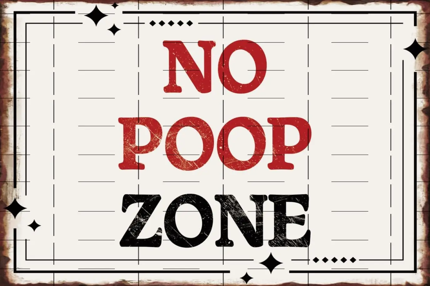Funny Poster No Poop Zone Metal Tin Sign Warning Signs Wall Decor Retro Art Print Poster Stickers Poster Bar Decor for Home R