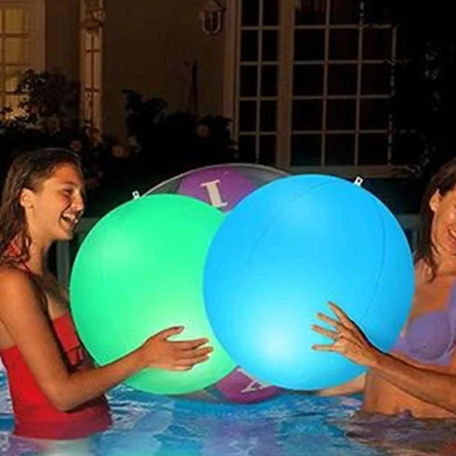 16 Color LED Beach Ball, 4 Adjustable Light Modes Inflatable Glow Ball, Flashing Swimming Pool Toy for Kids Adults Party