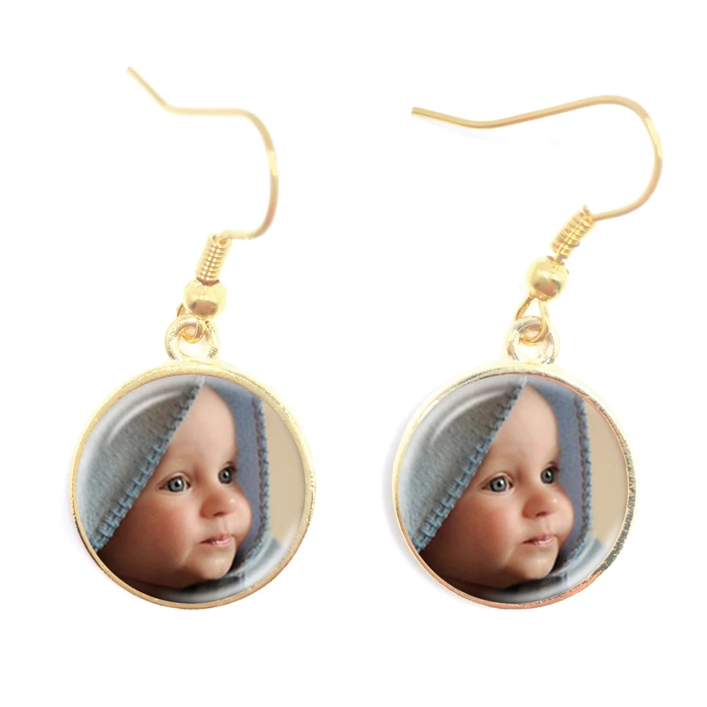 Personalizado personalizado brincos foto mãe pai bebê crianças avô pais personalizado projetado foto presente para o aniversário da família presente
