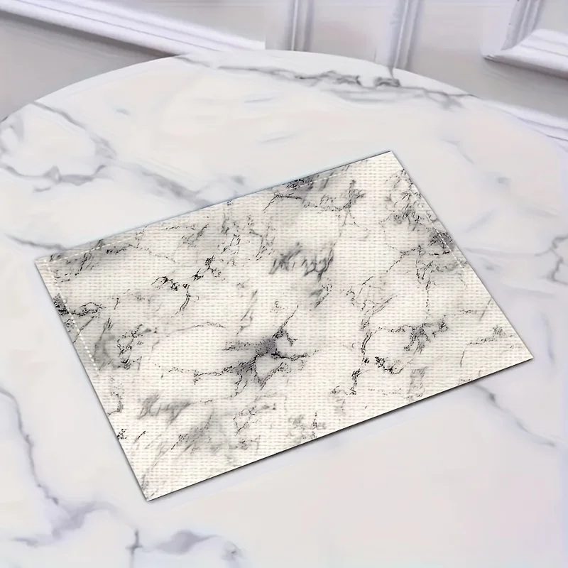 1pc Luxury Marble Pattern Tablecloth, Linen Heat-Resistant Placemat, Non-Slip Dining Mat,Hotel, Restaurant, Home Kitchen Decor