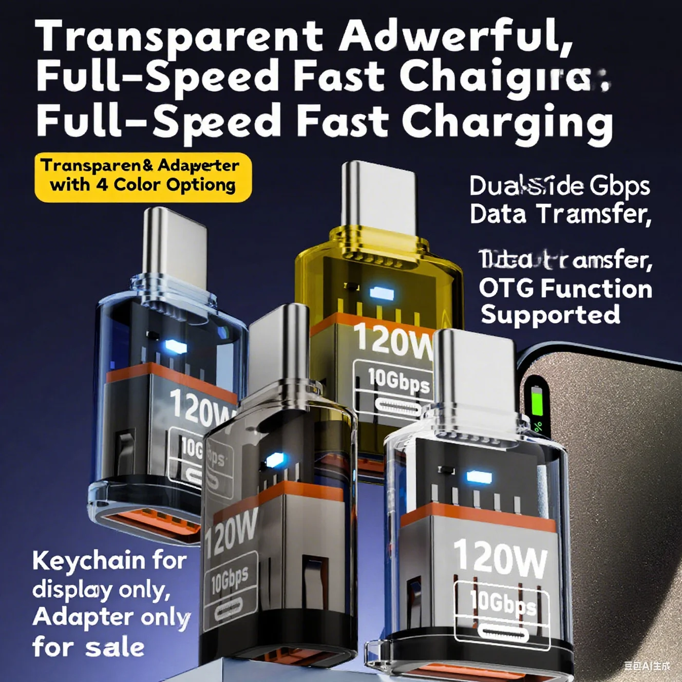 USB 3.2 Gen 2 Female to Type-C Male Adapter High-Speed Data Sync Cable Compatible with iPhone 15/16 Samsung Laptops And More