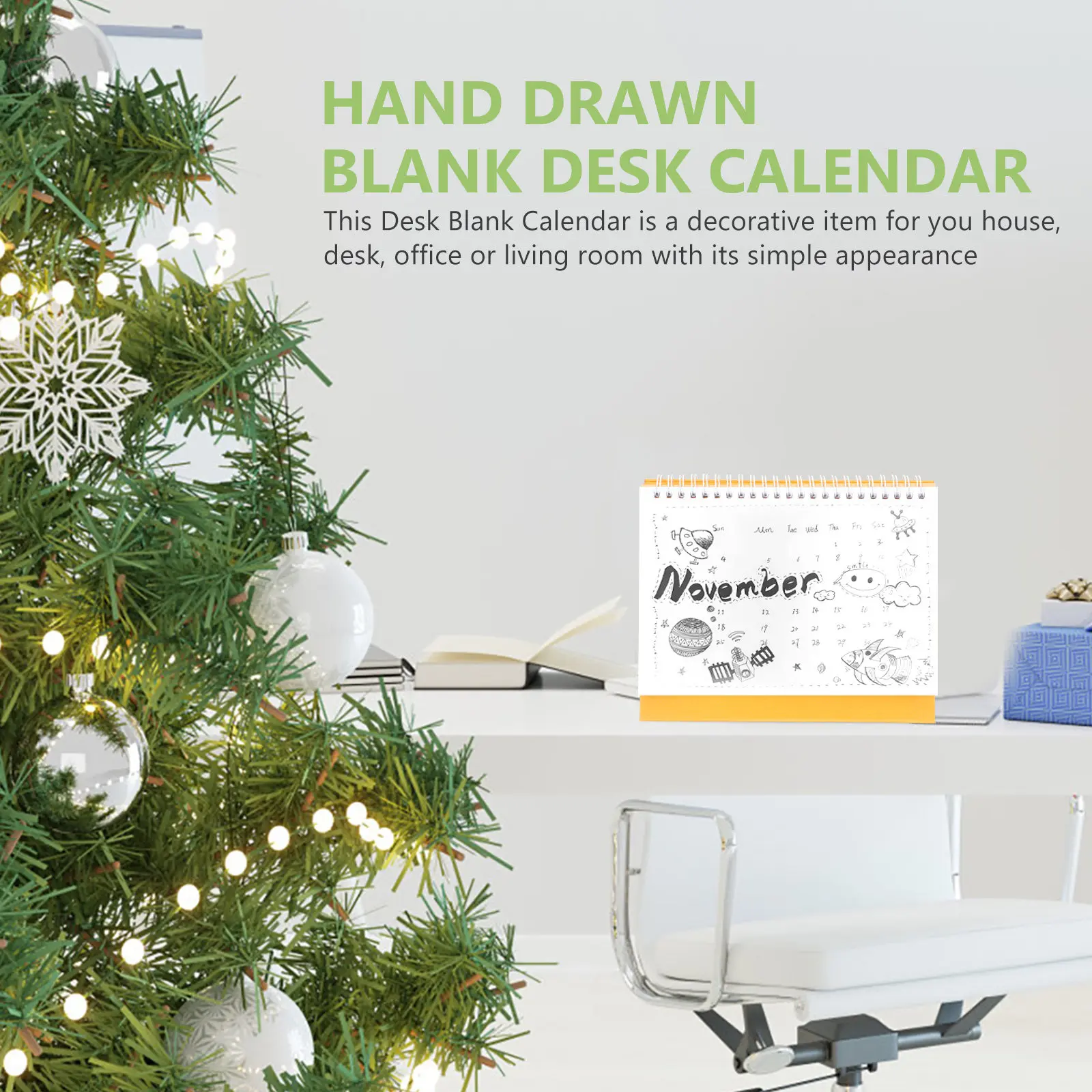 

1Set Blank Desk Calendar Hand Painted Desktop Memo Office Decorative DIY Standing Calendar for Drawing Creative Gift
