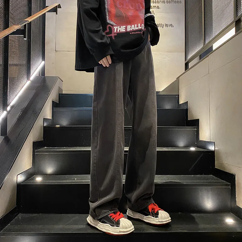 

Retro Straight Leg Men's Jeans Casual Summer Loose Wide Leg Pants American Street Sle Long Trousers Youth Faion