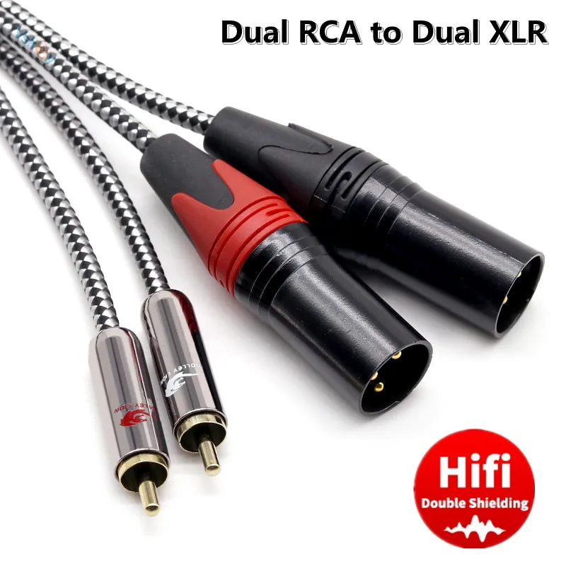 Dual XLR to 2 RCA Male Audio Cable for Amplifier Microphone Speaker Mixer RCA to XLR 3-Pin Jack  OFC Shielded Cords 1m 2m 3m 5m