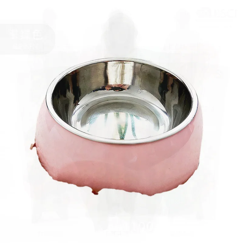 

Миска для корма для домашних животных из нержавеющей стали 2-в-1 Кормушка для кошек и собак Двойная миска Интегрированная белая, синяя, розовая, серая