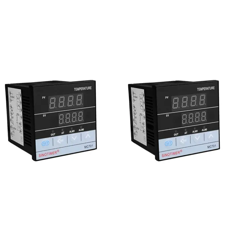 

2X SINOTIMER MC701 Digital PID Temperature Controller Waterproof K Type PT100 Sensor Input Relay SSR Output