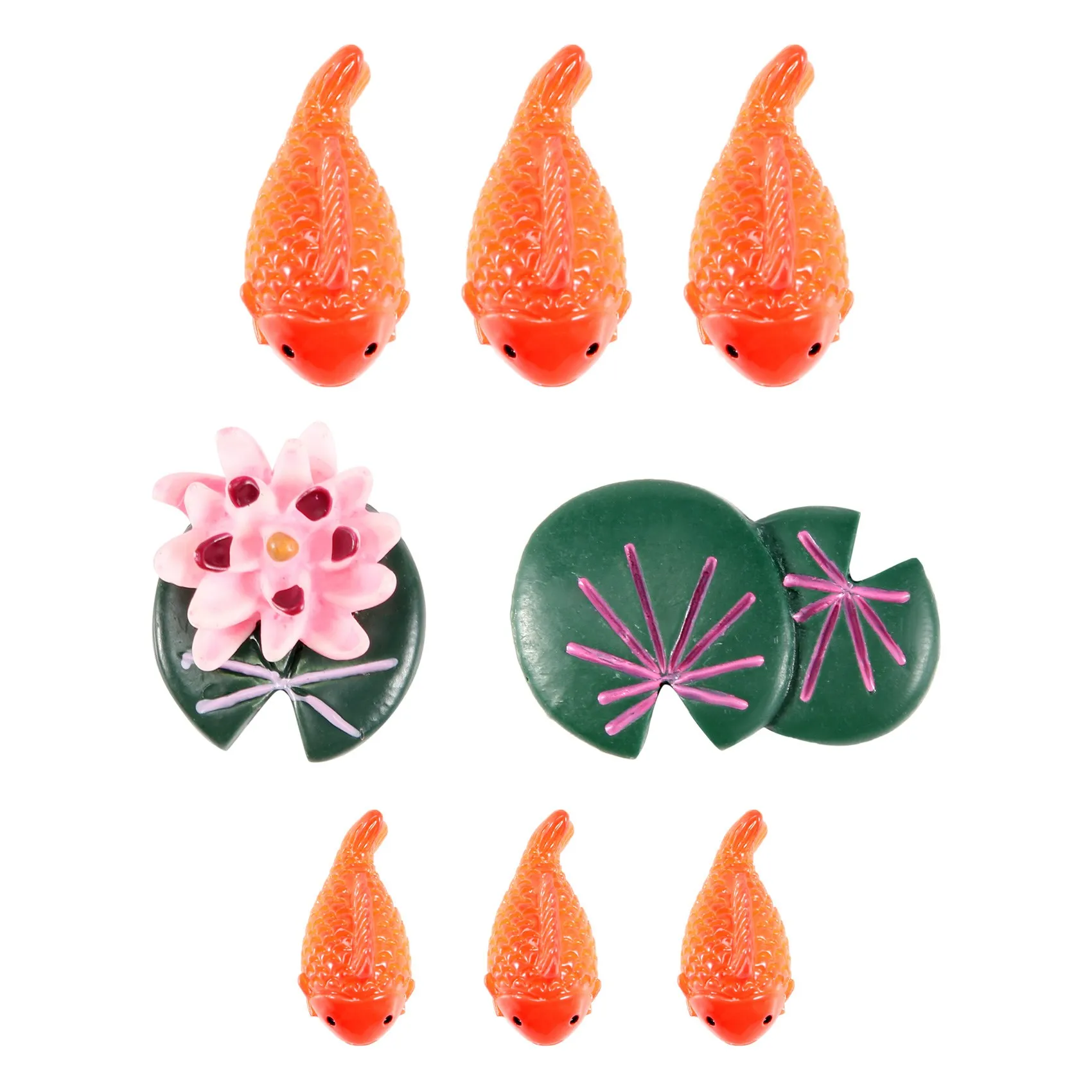 8pc/lot Red Fish miniature figures decorative mini fairy garden animals Moss micro-landscape ornaments resin baby toy