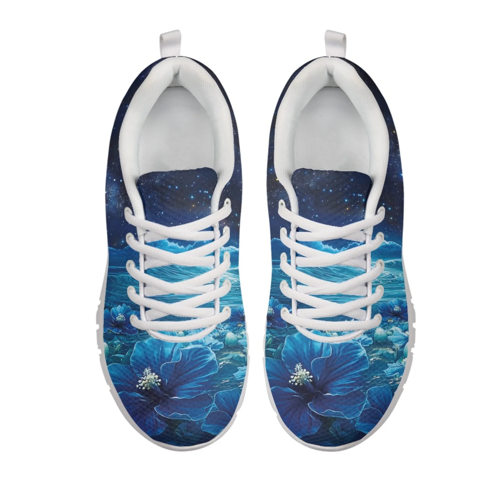 Coloranimal Starry Sea Blue Flower Sports Tennis Shoes Mesh & EVA Sole Running Athletic Shoes Lace Up Athletic Sneaker for Men