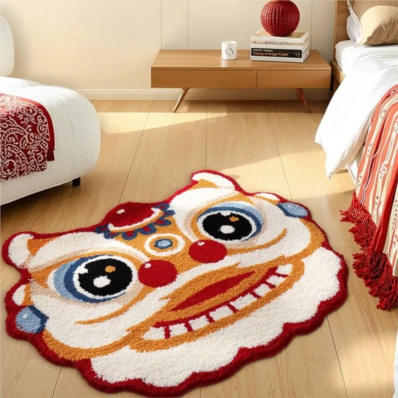 2025 Cartoon Lovely Lion Shaped Living Room Sofa Carpet Red New Year Home Decoration Foot Mat Bedroom Bedside Floor Mat ZG991