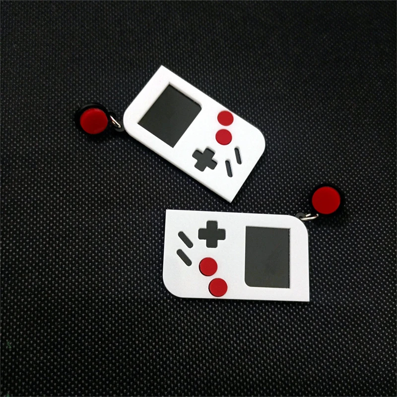 KUGUYS Game Console Drop Earrings for Women White Acrylic Geometric Fashion Vintage Jewelry Accessories