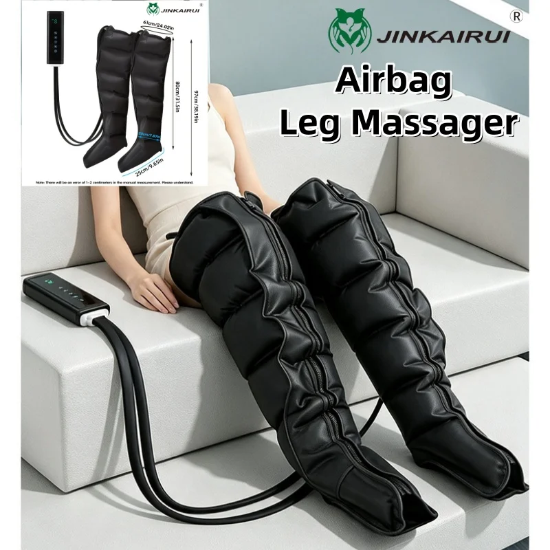 Jinkairui Air Pressure Leg Massage Boots with Remote Control, Kneading Squeeze Massager for Calf & Foot Deep Muscle Relaxation