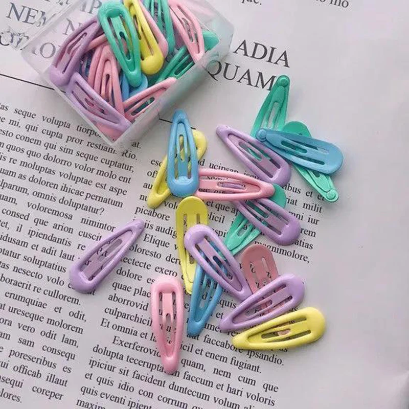 20pcs/lot 3cm Children Cute Colorful Waterdrop Shape BB Hair Clips Kids Headwear Girls Lovely Hairpins DIY Hair Accessories