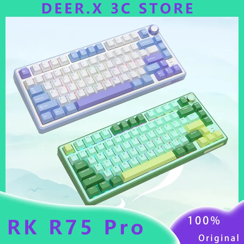 

Клавиатура RK R75 Pro Механическая проводная, полностью клавишная клавиатура с прокладкой и функцией горячей замены, RGB подсветка, беспроводная, с поддержкой Bluetooth, для игр и офиса