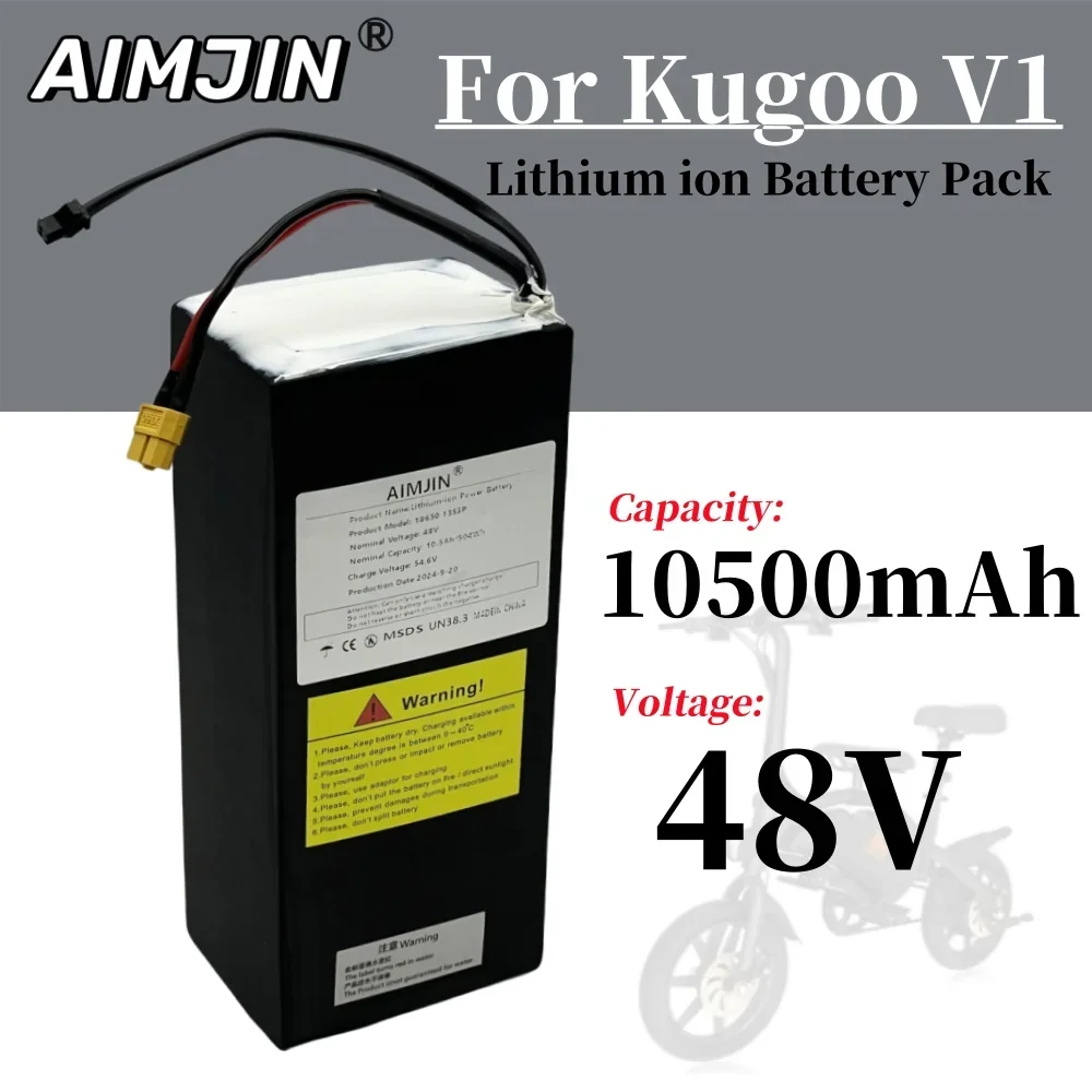 13S3P 48V 10500mAh 18650 Rechargeable/Lithium Ion Battery Pack Suitable For Kugoo V1 Bicycle Battery With BMS