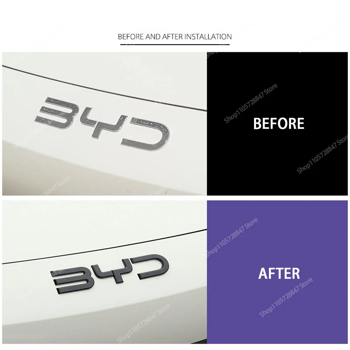 For BYD SeaLion 06 Black Warrior Blackened Logo Emblem Sticker Cover Non Removable Badge Decal Custom Exterior Mod Accessories
