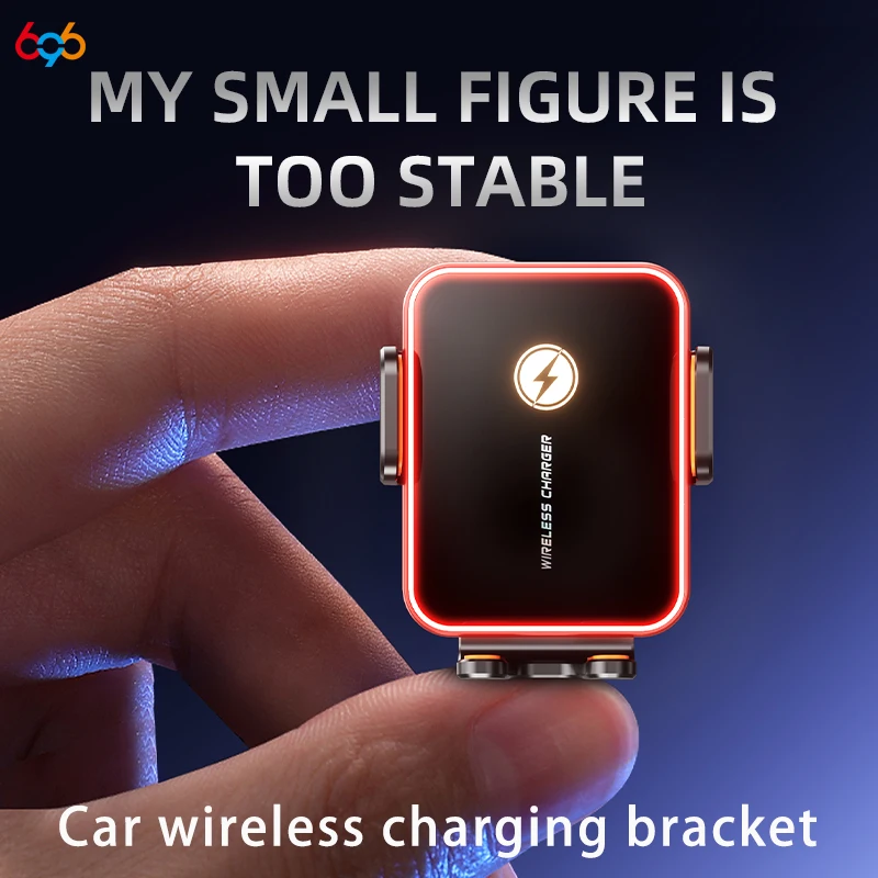 New Car Holder RGB Atmosphere Lights 15W Wireless Charging One Click Opening Closing Fast Charging Mini Bracket For Mobile Phone