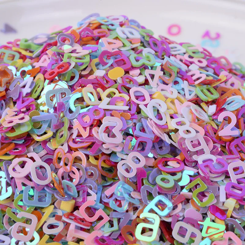 500g/bag 6MM Mixed Color Number Sequins - Glitter Flakes for Slime Fillers & Nail Art, Sparkling DIY Craft Accessories