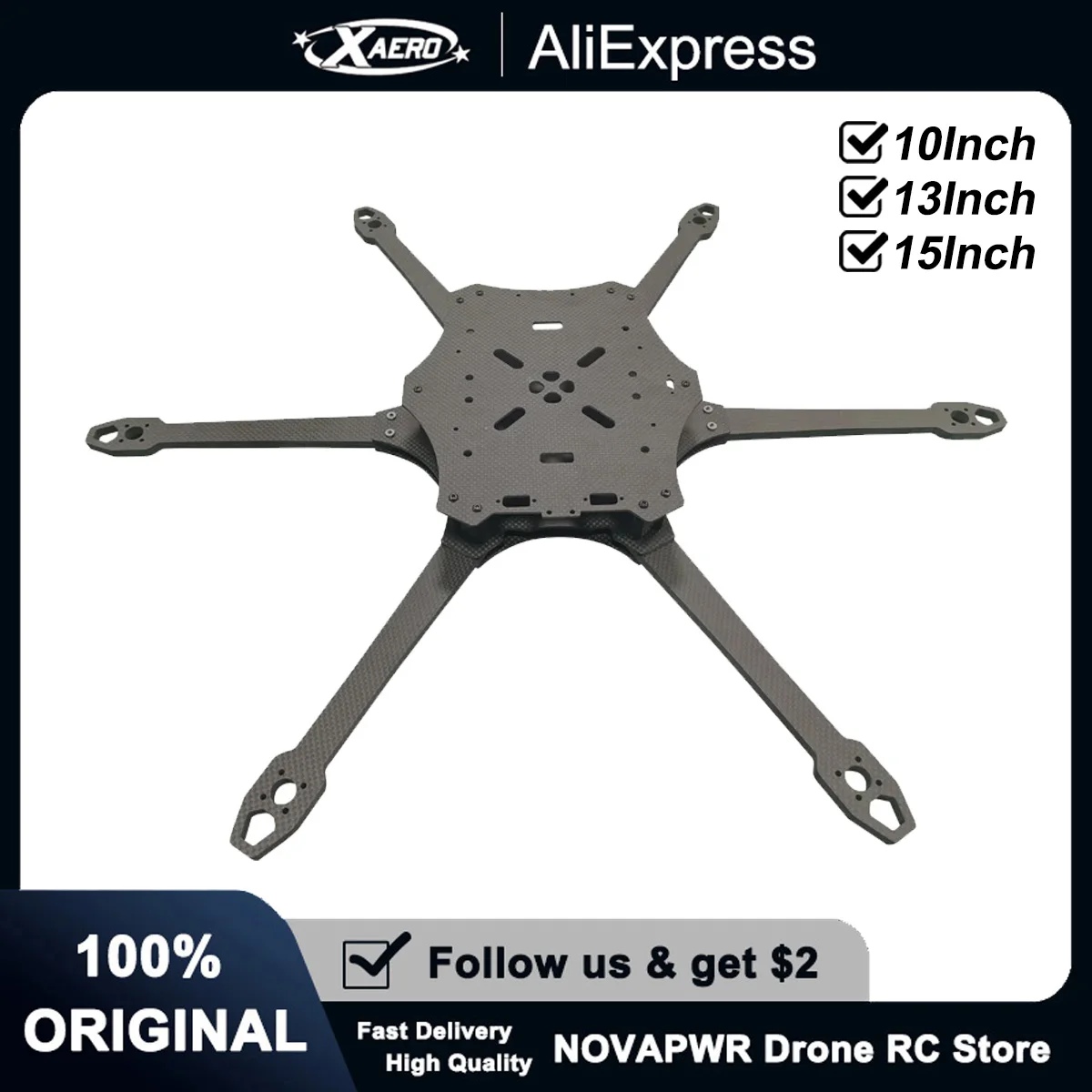 XAERO Carbon Fiber FPV Frame 10/13/15 Inch Competition Grade Quadcopter Chassis for Heavy Payloads