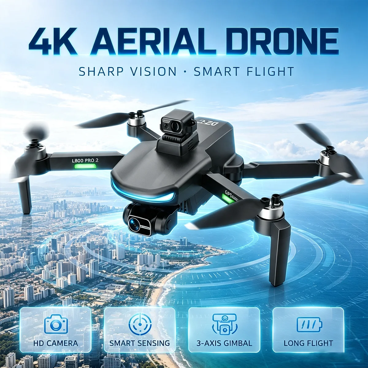 Drone Gimbal 3 Axis - Дрон L800 Pro2 GPS профессиональный с