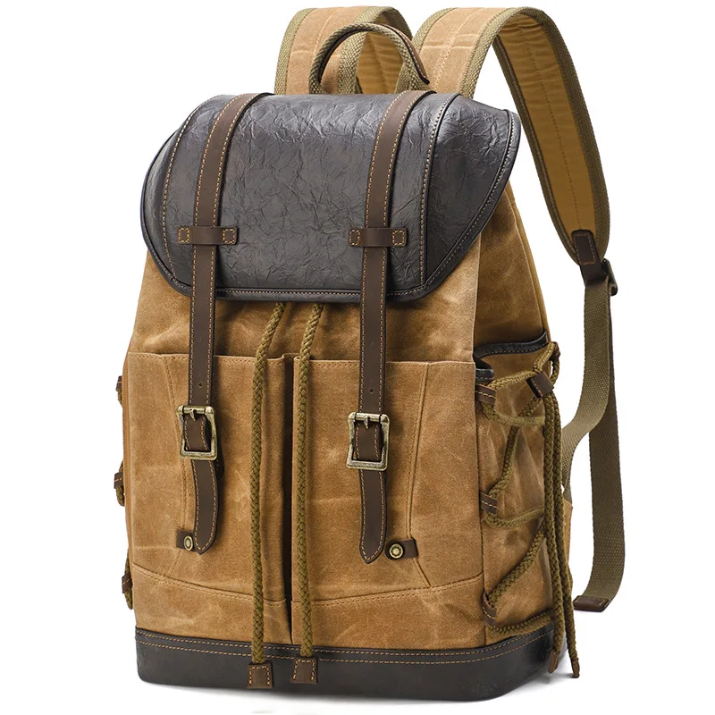fashion-canvas-and-cowhide-big-bag-men-women-156-inch-laptop-backpacks-boys-girls-schoolbag-casual-waterproof-travel-rucksack