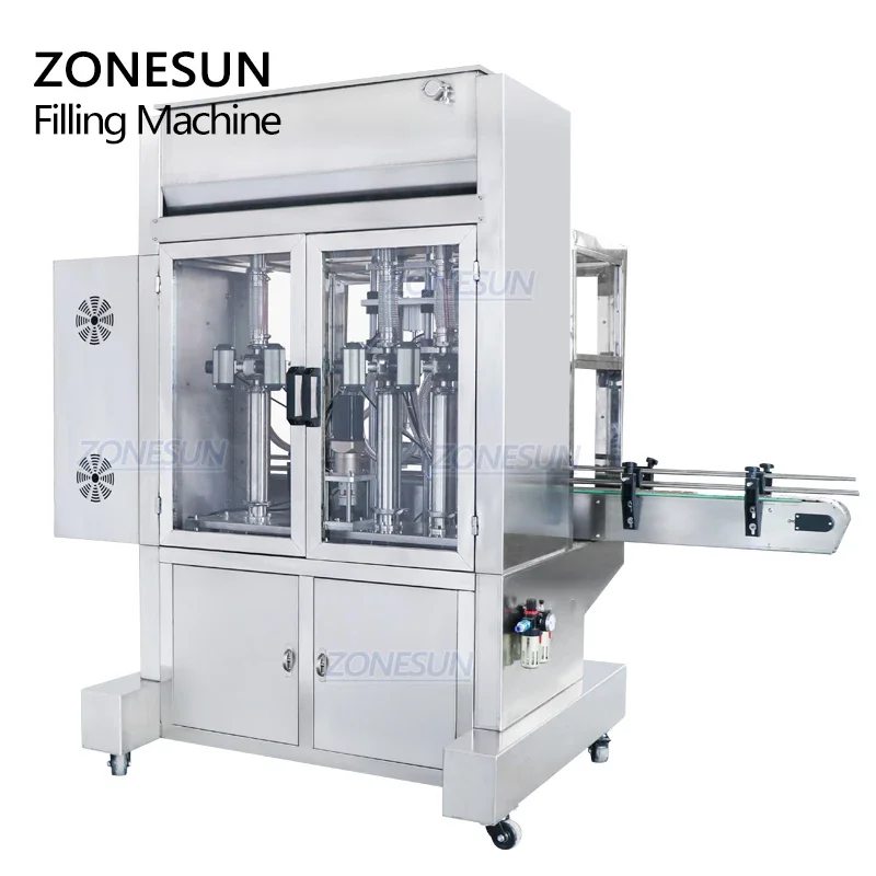 ZONESUN ZS-SV4G  Automatic Paste Honey Cream Quantitative Filling Machine Servo Motor Liquid Water Bottle Filler Four Nozzles