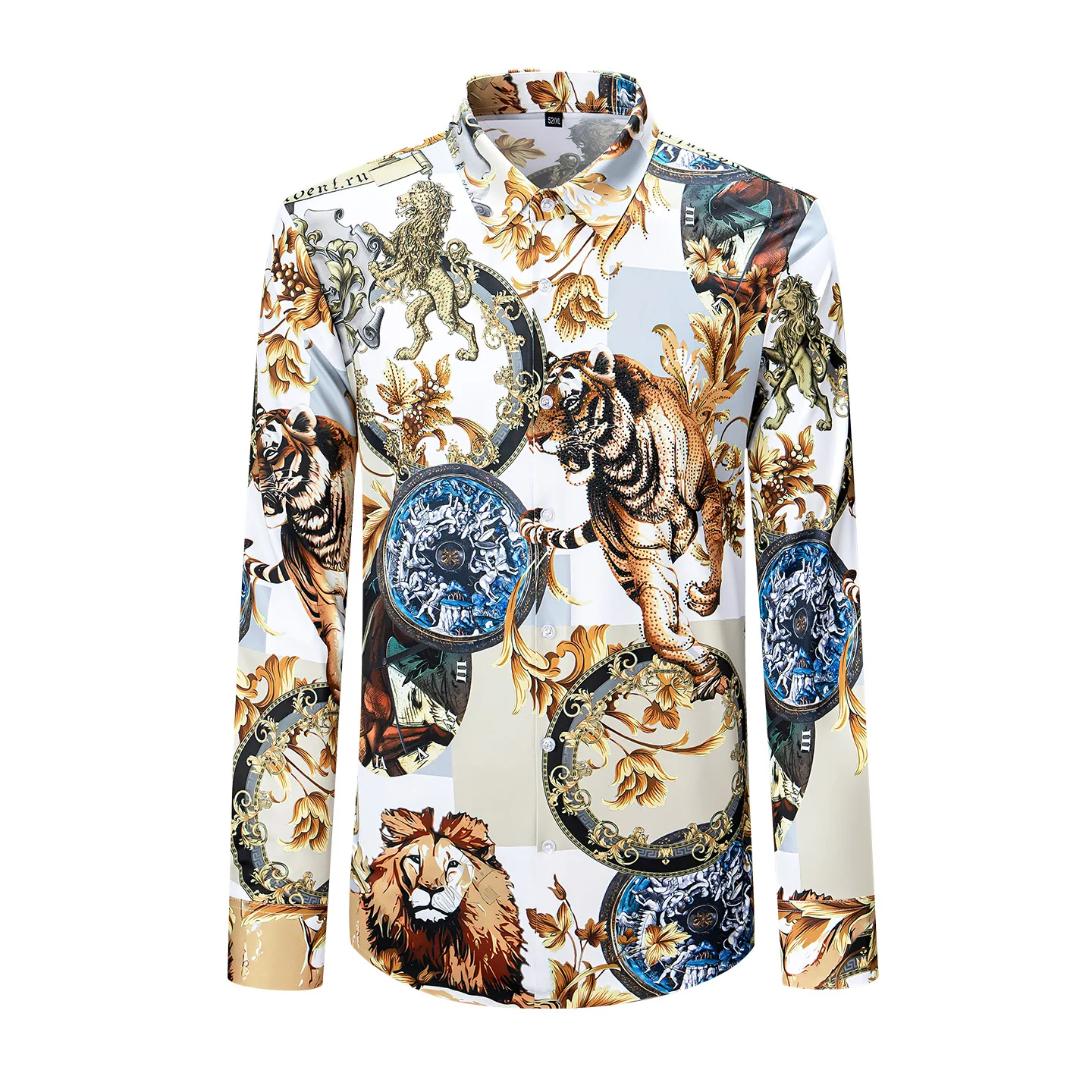 Luxury Rhinestone Shirt for Men Printed High-quality Long Sleeved Casual Shirts Social Party Business Social Dress Shirt 2025